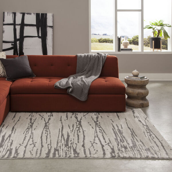 Matrix Abstract Gray Rectangular: 5 Ft. 3 In. x 7 Ft. 2 In. Rug, image 2