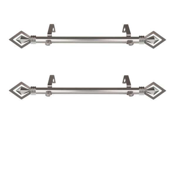 Lenore Satin Nickel 20-Inch Side Curtain Rod, Set of 2, image 1