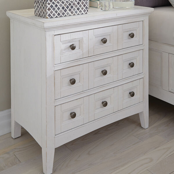Heron Cove Relaxed Traditional Soft White 3 Drawer Nightstand, image 3