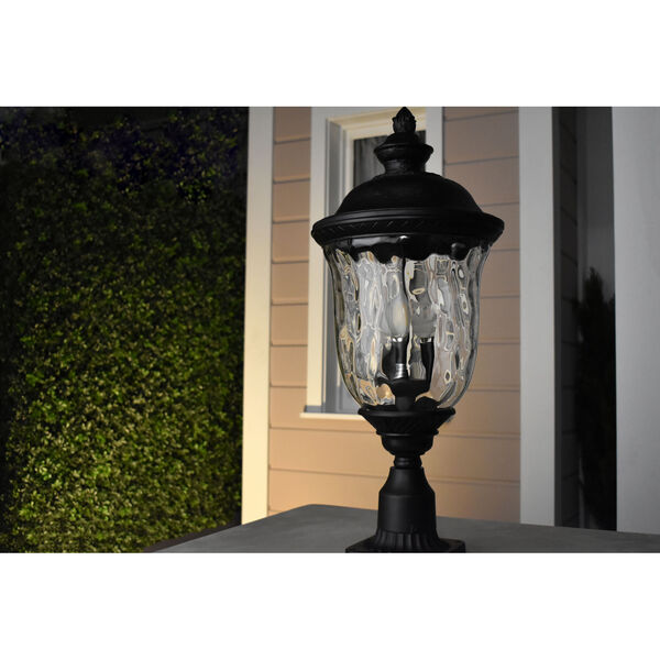 Carriage House Oriental Bronze Three-Light Outdoor Post Light with Water Glass, image 4