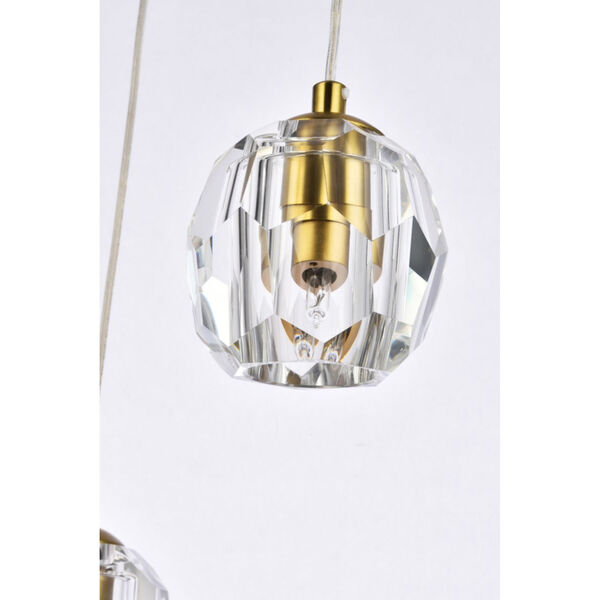 Eren Gold 12-Inch Three-Light Pendant with Royal Cut Clear Crystal, image 5