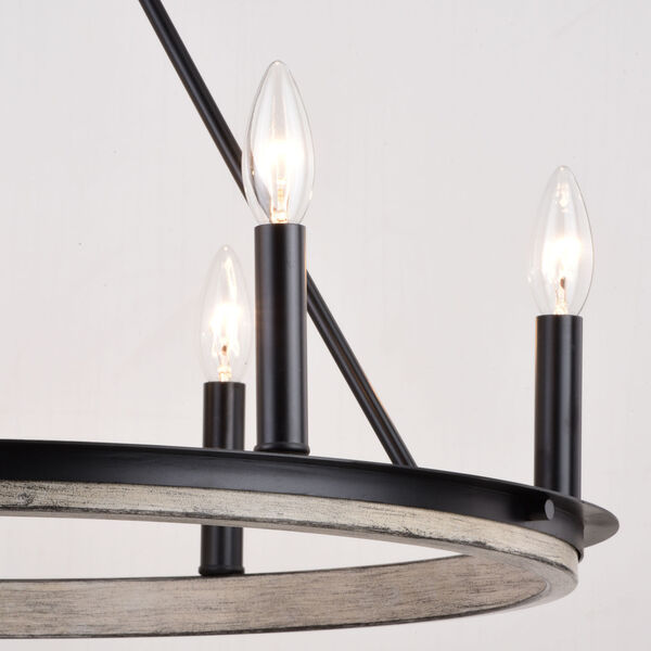 Russel Matte Black and Weathered Gray Six-Light Chandelier, image 6