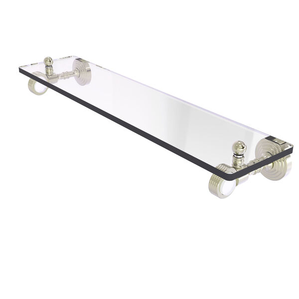 Pacific Grove Polished Nickel 22-Inch Glass Shelf with Groovy Accents, image 1