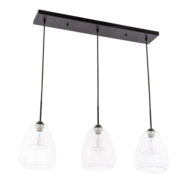 Kason Black 36-Inch Three-Light Pendant with Clear Glass, image 5