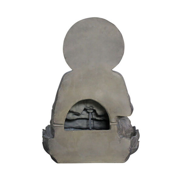 Stone Grey Outdoor Buddha Zen Fountain with LED Light, image 4