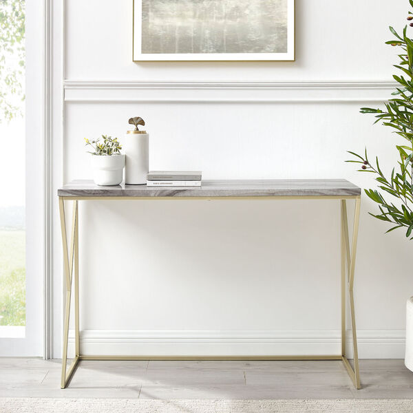 Lana Grey and Gold Geometric Side Entry Table, image 4