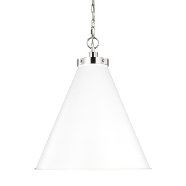 Wellfleet Matte White and Silver 20-Inch One-Light Pendant, image 3