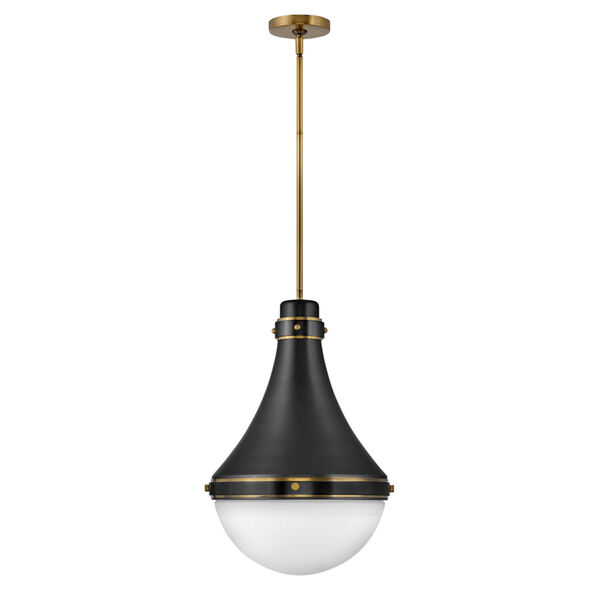 Oliver Black One-Light Pendant With Etched Opal Glass, image 2