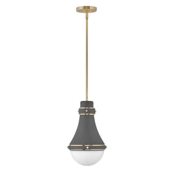 Oliver Dark Matte Grey One-Light Mini Pendant With Etched Opal Glass, image 2