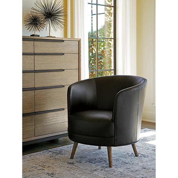 Zanzibar Black Brown Leather Swivel Chair, image 3
