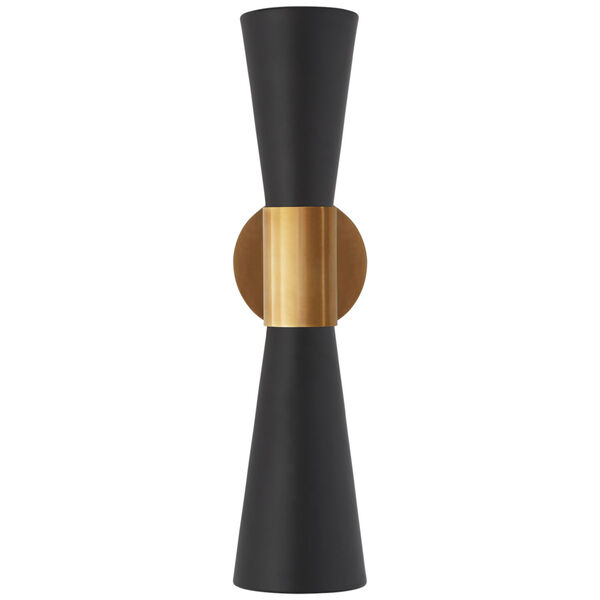 Clarkson Medium Narrow Sconce in Hand-Rubbed Antique Brass and Black by AERIN, image 1