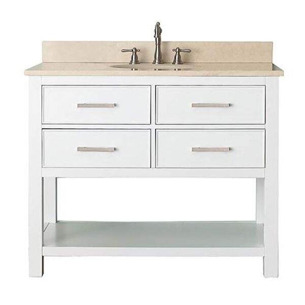 Brooks White 42-Inch Vanity Combo with Galala Beige Marble Top, image 1