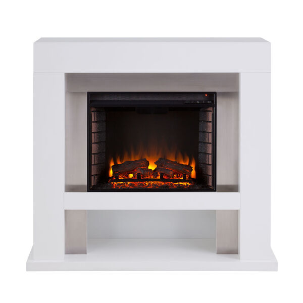 Lirrington White Stainless Steel Electric Fireplace, image 2