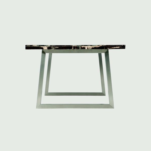 Pierre Noire Black and Polished Stainless Steel Dining Table, image 5