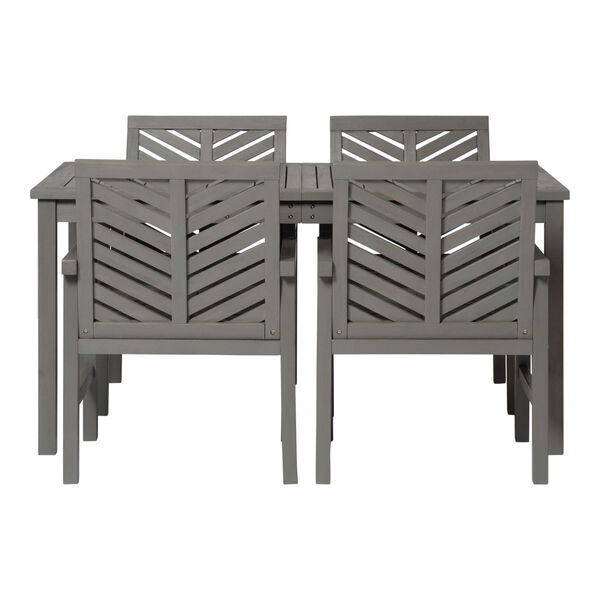 Gray Wash 32-Inch Five-Piece Chevron Outdoor Dining Set, image 4