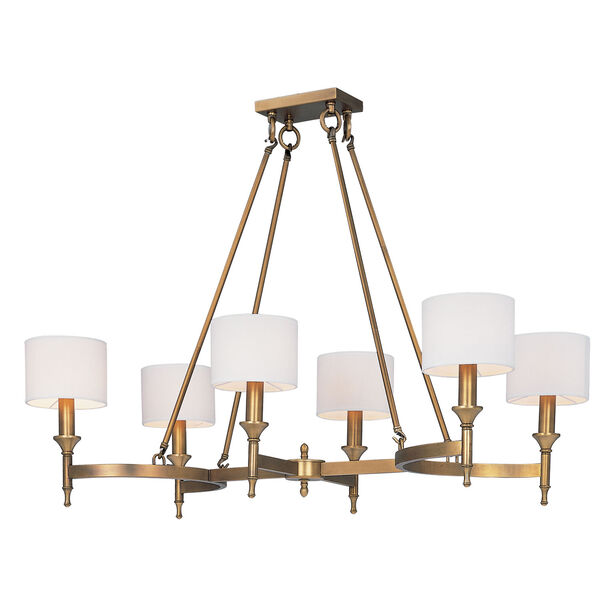Fairmont Natural Aged Brass 22-Inch Wide Six-Light Single-Tier Chandelier, image 1