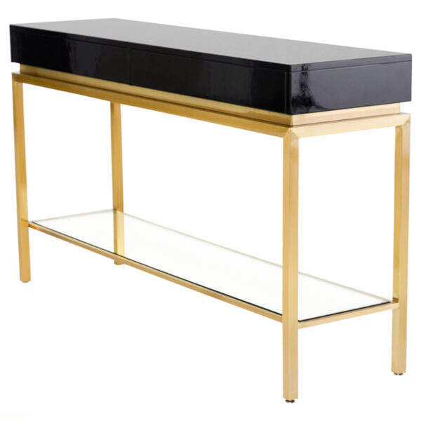 Isabella Polished Black and Gold Console Table, image 1
