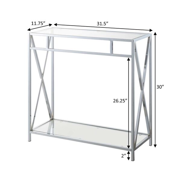 Oxford Glass Chrome Hall Table with Shelf, image 3