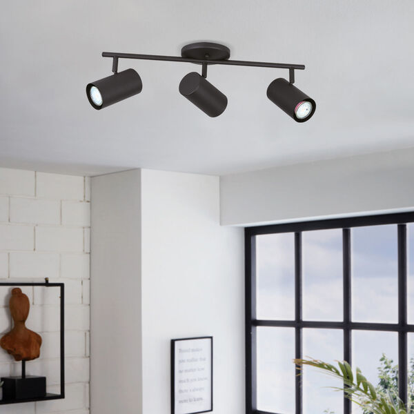 Calloway Structured Black Three-Light LED Fixed Track Light with Metal Cylinder Shades, image 2