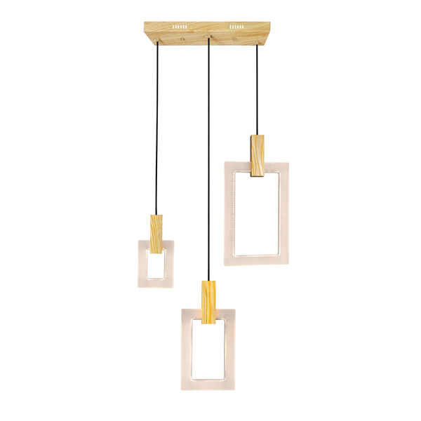 Anello White Oak Integrated LED 26-Inch Chandelier, image 1