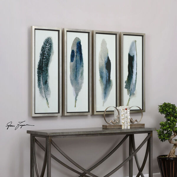 Feathered Beauty by Grace Feyock: 14 x 38-Inch Wall Art, Set of Four, image 1
