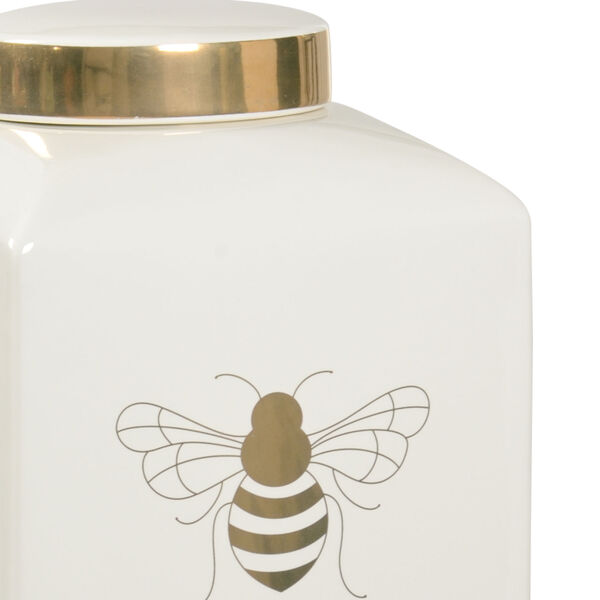 Shayla Copas White Glaze and Metallic Gold Bee Gracious Ginger Jar, image 2