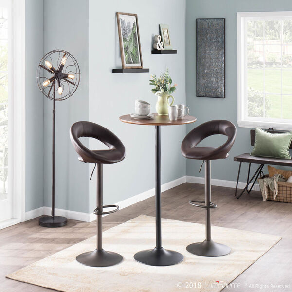 Pebble Black and Walnut Round End Table, image 5