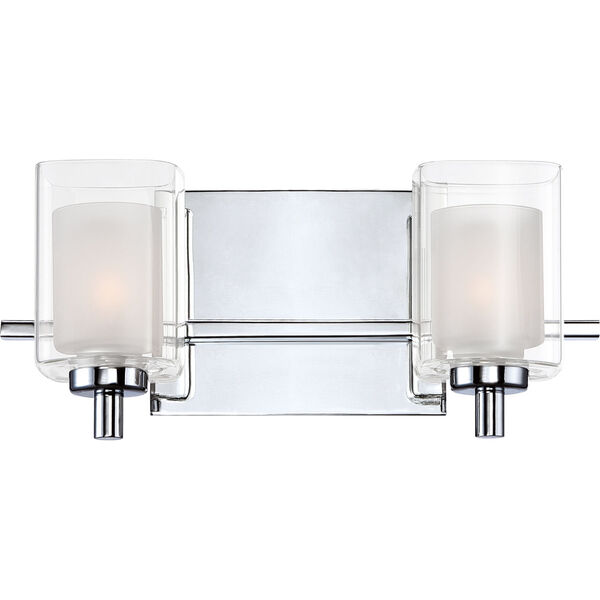 Kolt Polished Chrome Two-Light LED Vanity with Outer Clear Glass, image 2