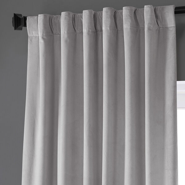 Cloud Grey Plush Velvet Curtain Single Panel, image 5