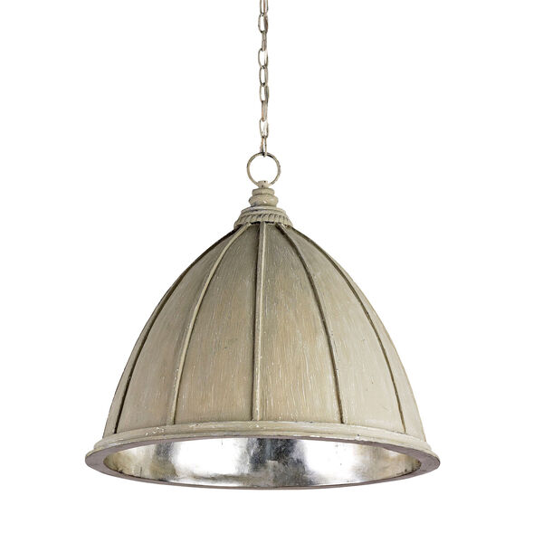 Fenchurch Oyster Cream/Silver Leaf One-Light Pendant, image 1
