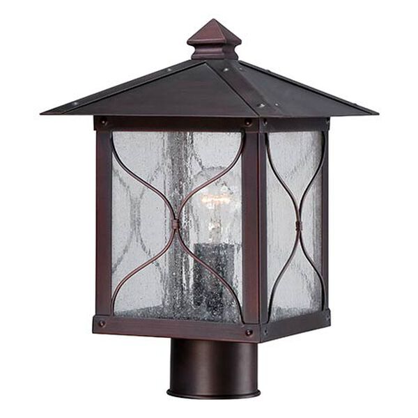 Vega Classic Bronze One-Light Outdoor Post Lantern with Clear Seeded Glass, image 1