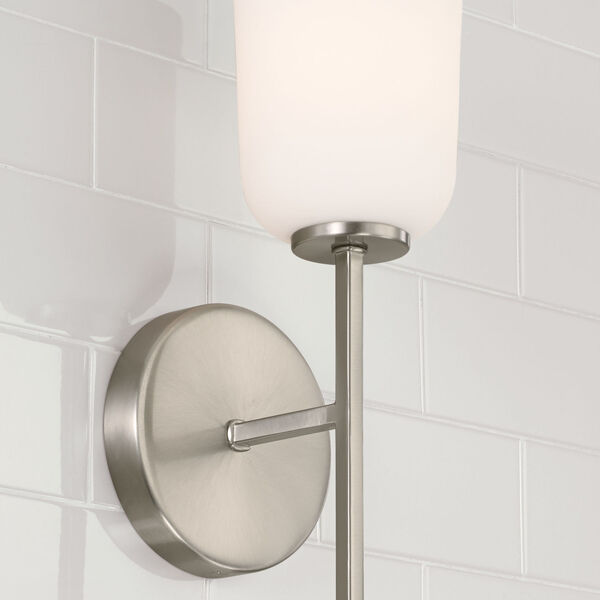 Lawson Brushed Nickel One-Light Sconce with Soft White Glass, image 2