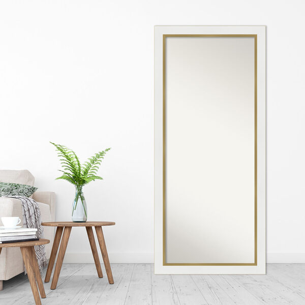 Eva White and Gold 29W X 65H-Inch Full Length Floor Leaner Mirror, image 3