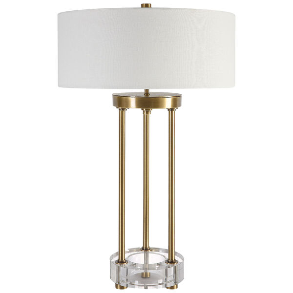 Pantheon Antique Brass and Off White Two-Light Table Lamp, image 5