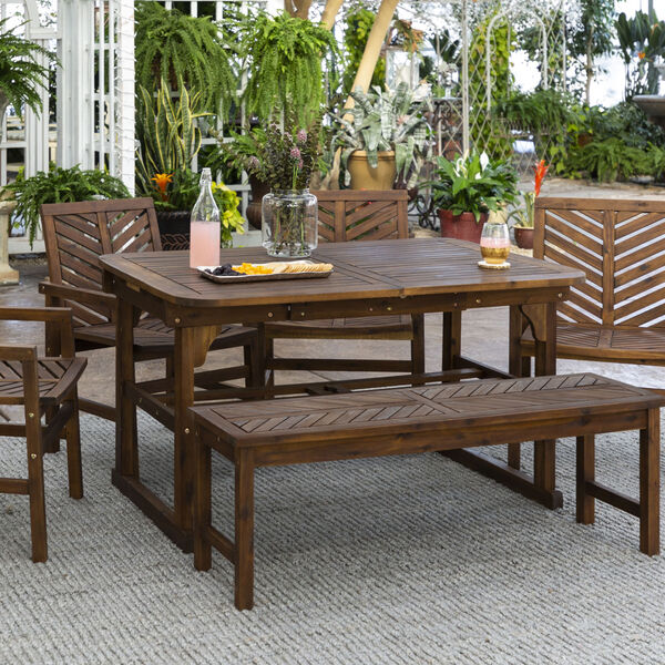 Dark Brown 35-Inch Six-Piece Extendable Outdoor Dining Set, image 2