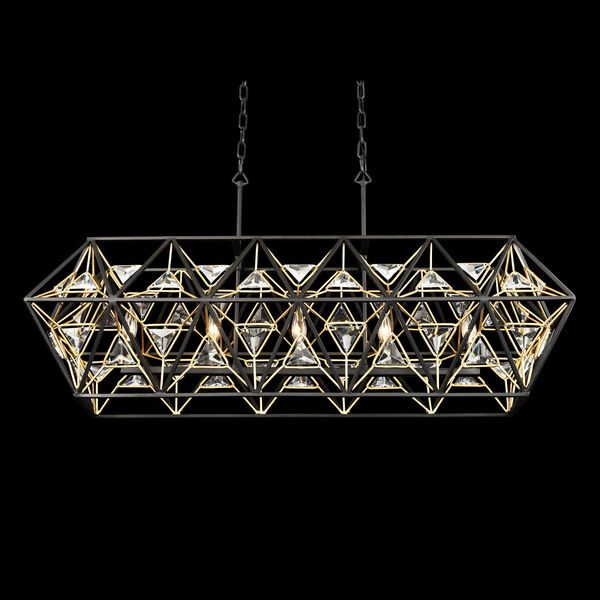 Marcia Matte Black and French Gold Five-Light Linear Pendant, image 6