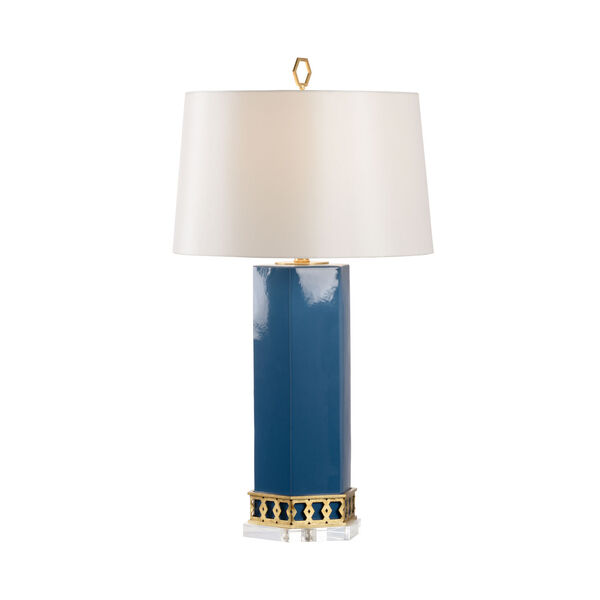 Shayla Copas Blue and Antique Gold Leaf One-Light Table Lamp, image 1
