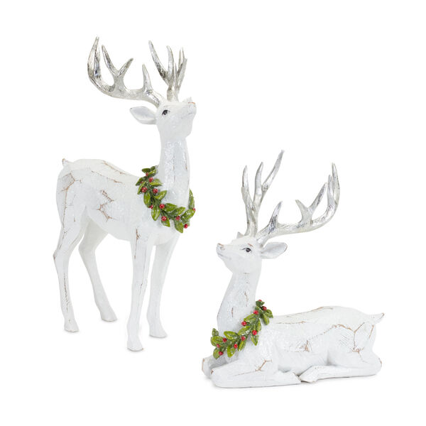 White Brown Deer Figurine , Set of Two, image 1