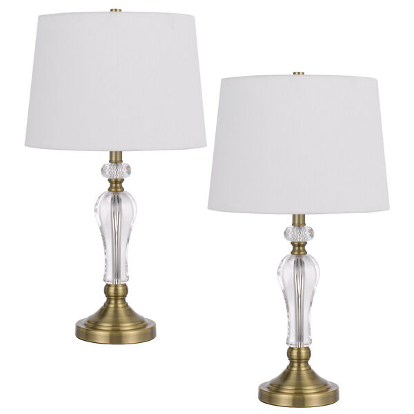 Eastham Antique Brass Two-Light Crystal Table Lamp, Set of 2, image 1