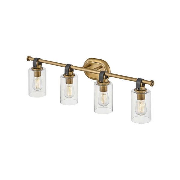 Halstead Heritage Brass Four-Light Bath Vanity With Clear Glass, image 2