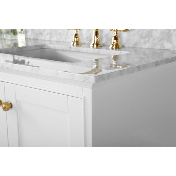 Audrey White 72-Inch Vanity Console with Mirror and Gold Hardware, image 7