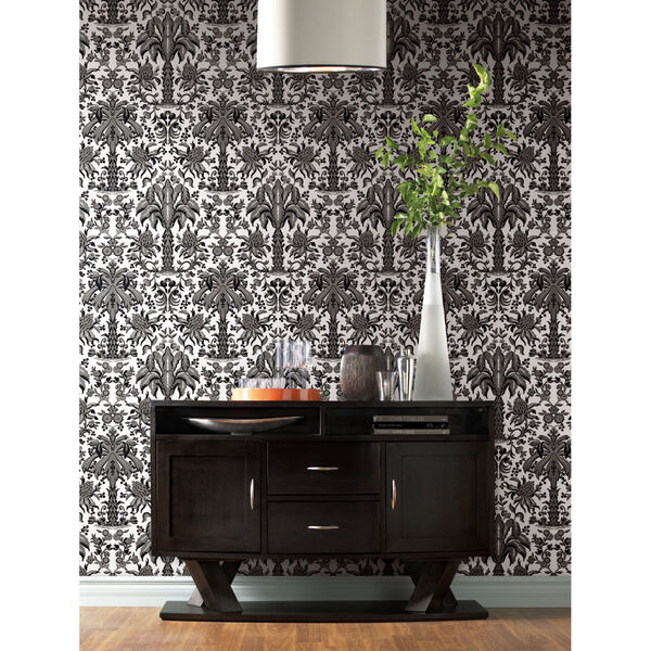 Damask Resource Library Black 27 In. x 27 Ft. Palmetto Palm Wallpaper, image 2