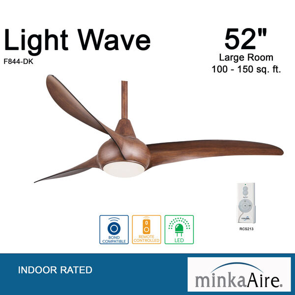 Light Wave 52-Inch LED Ceiling Fan in Distressed Koa Finish, image 6