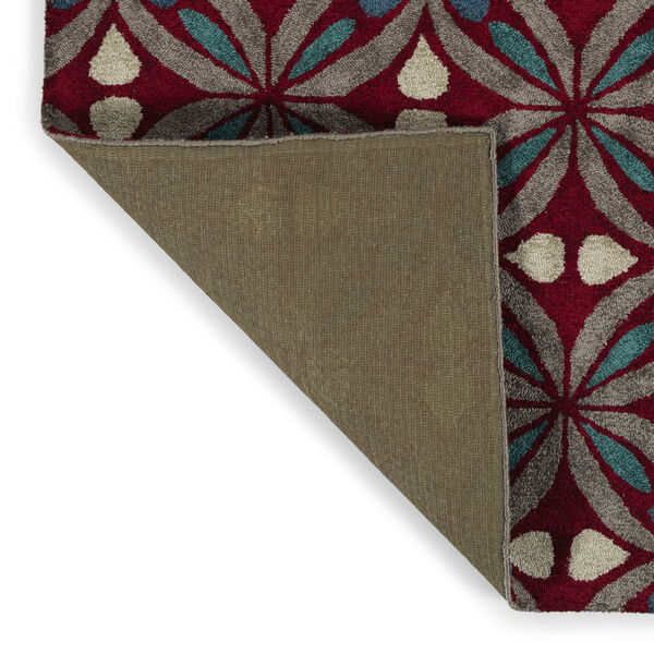 Peranakan Tile Red and Denim Indoor/Outdoor Rug, image 4