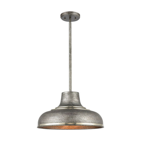 Kerin Textured Silvery Gray and Polished Nickel One-Light Pendant, image 1