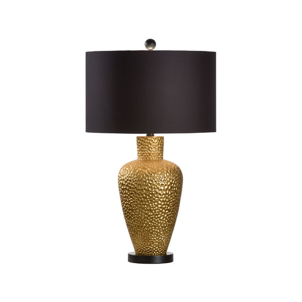 Metallic Gold Glaze and Matte Black One-Light Ceramic Table Lamp, image 1