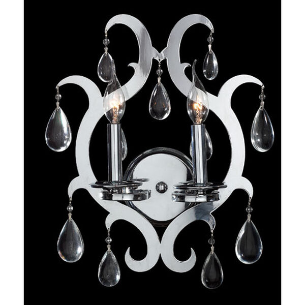 Henna Two-Light Chrome Finish with Clear-Crystals Wall Sconce, image 1