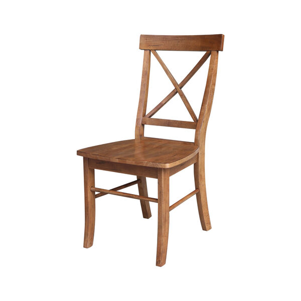 Distressed Oak X-Back Chair, Set of 2, image 1