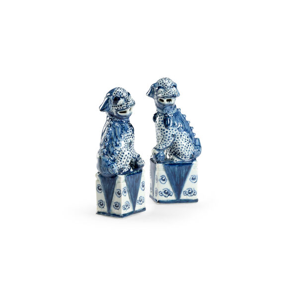 Blue and White Palace Dogs Figurine, image 1
