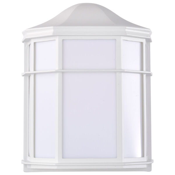 White LED Cage Lantern Outdoor Wall Mount with Linen Acrylic, image 1